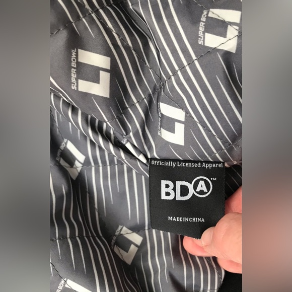 Super Bowl LI Men’s Bomber Style Jacket - Navy with Black Collar Detail, Zip Up - Picture 14 of 14